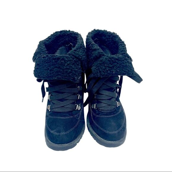 Jellypop Women's Winter Ankle Booties Black Suede Lace Up Chunky Rubber Heel 7.5 - Picture 3 of 9